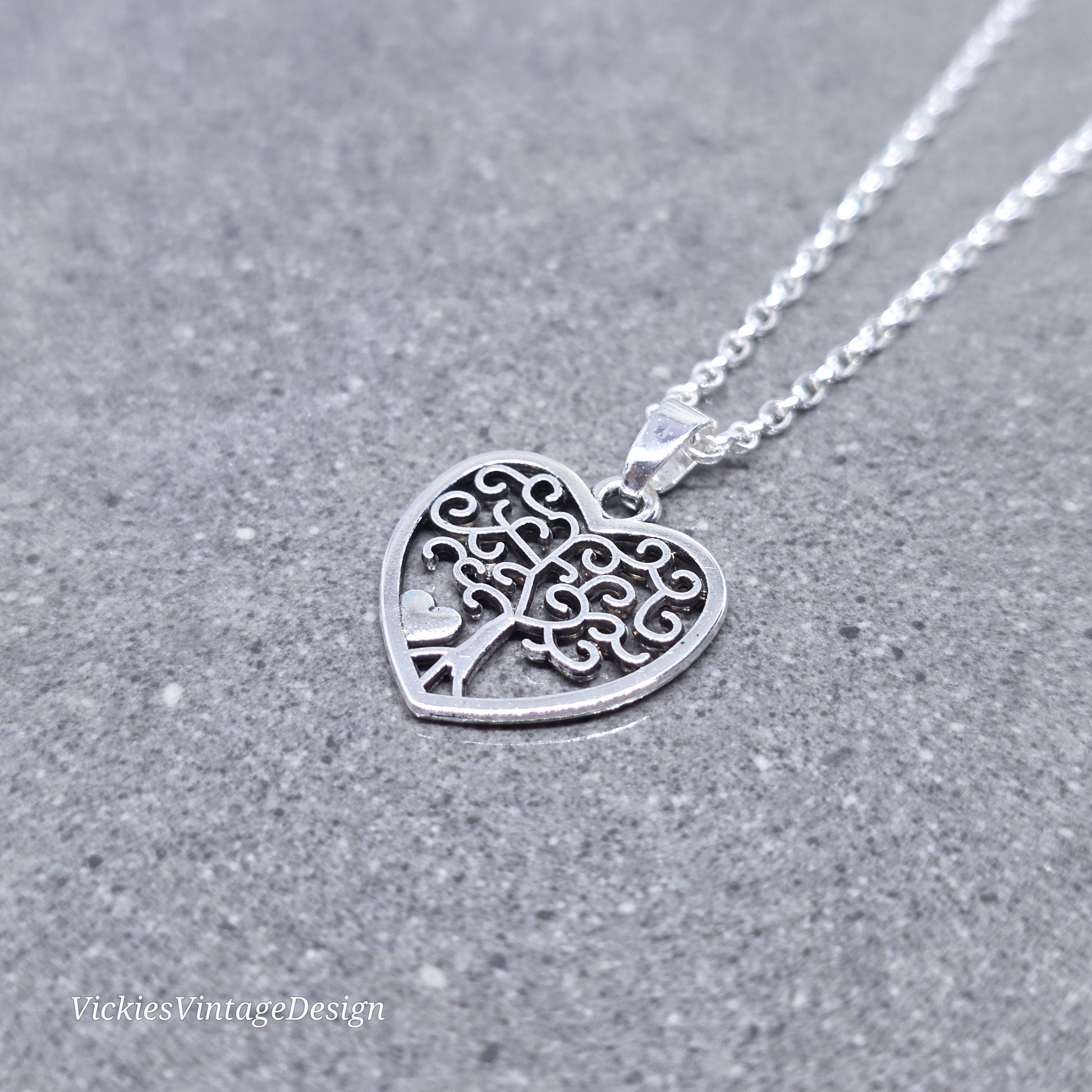 Heart Tree of Life Necklace with a Choice of Chain Material and Length