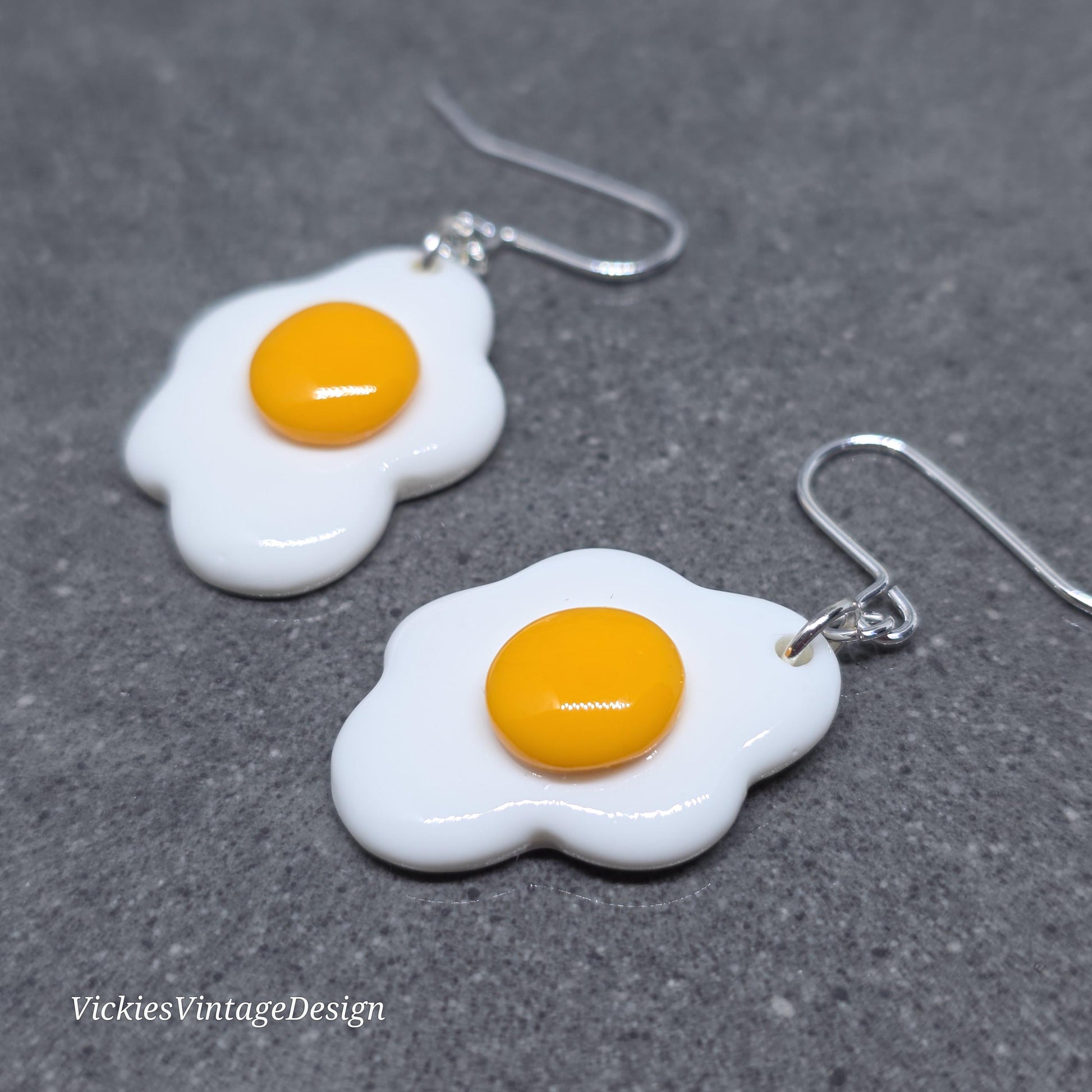 Fried Egg Earrings with a choice of Ear Wires: Resin Made Jewelry