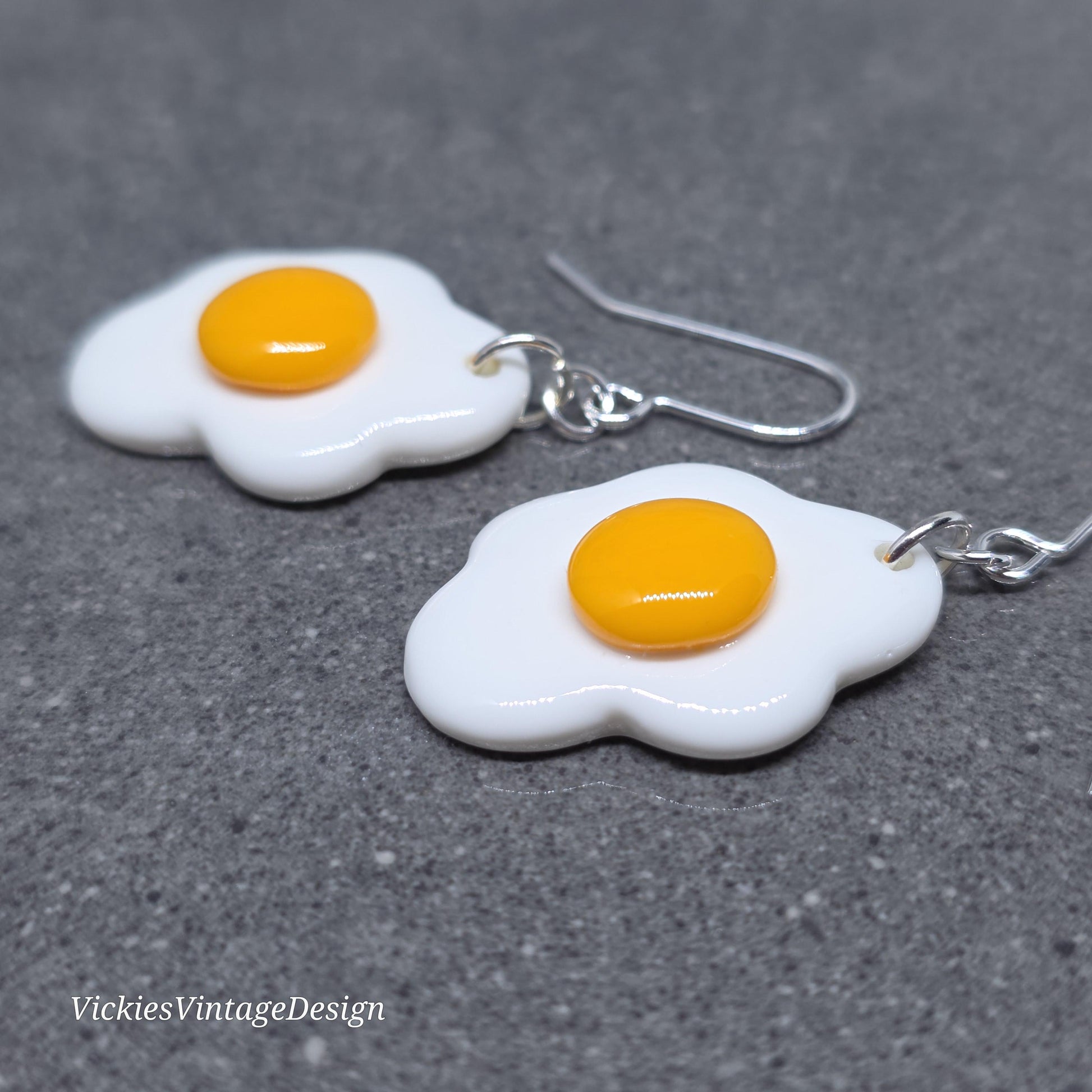 Fried Egg Earrings with a choice of Ear Wires: Resin Made Jewelry