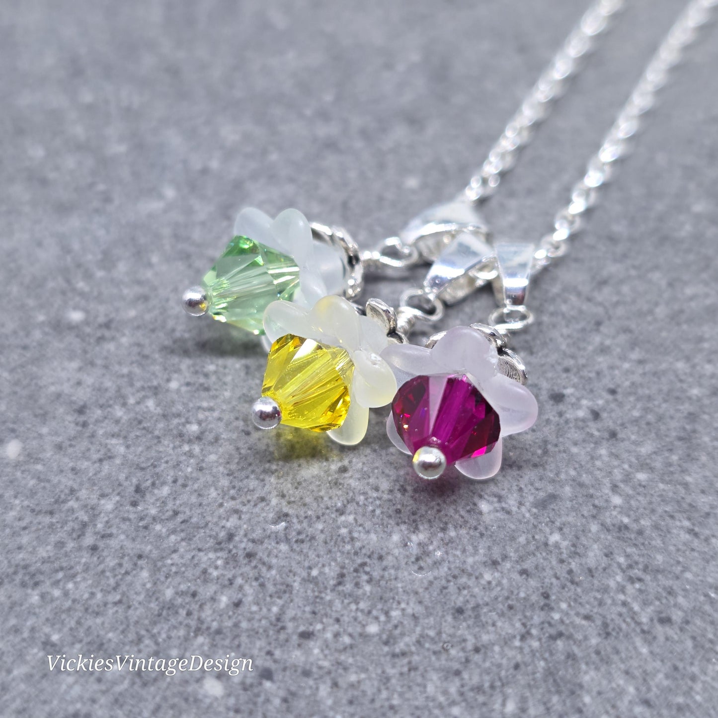 Family Birthstone Flower Necklace with a Choice of Chains, Personalised Jewelry, Special Occasion, Multi Birth Month, PRIMERO Crystals®
