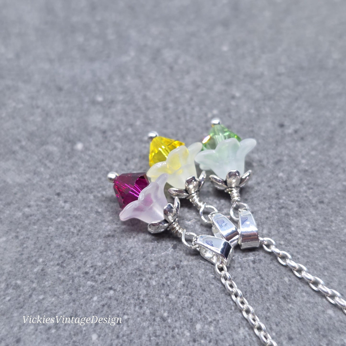 Family Birthstone Flower Necklace with a Choice of Chains, Personalised Jewelry, Special Occasion, Multi Birth Month, PRIMERO Crystals®