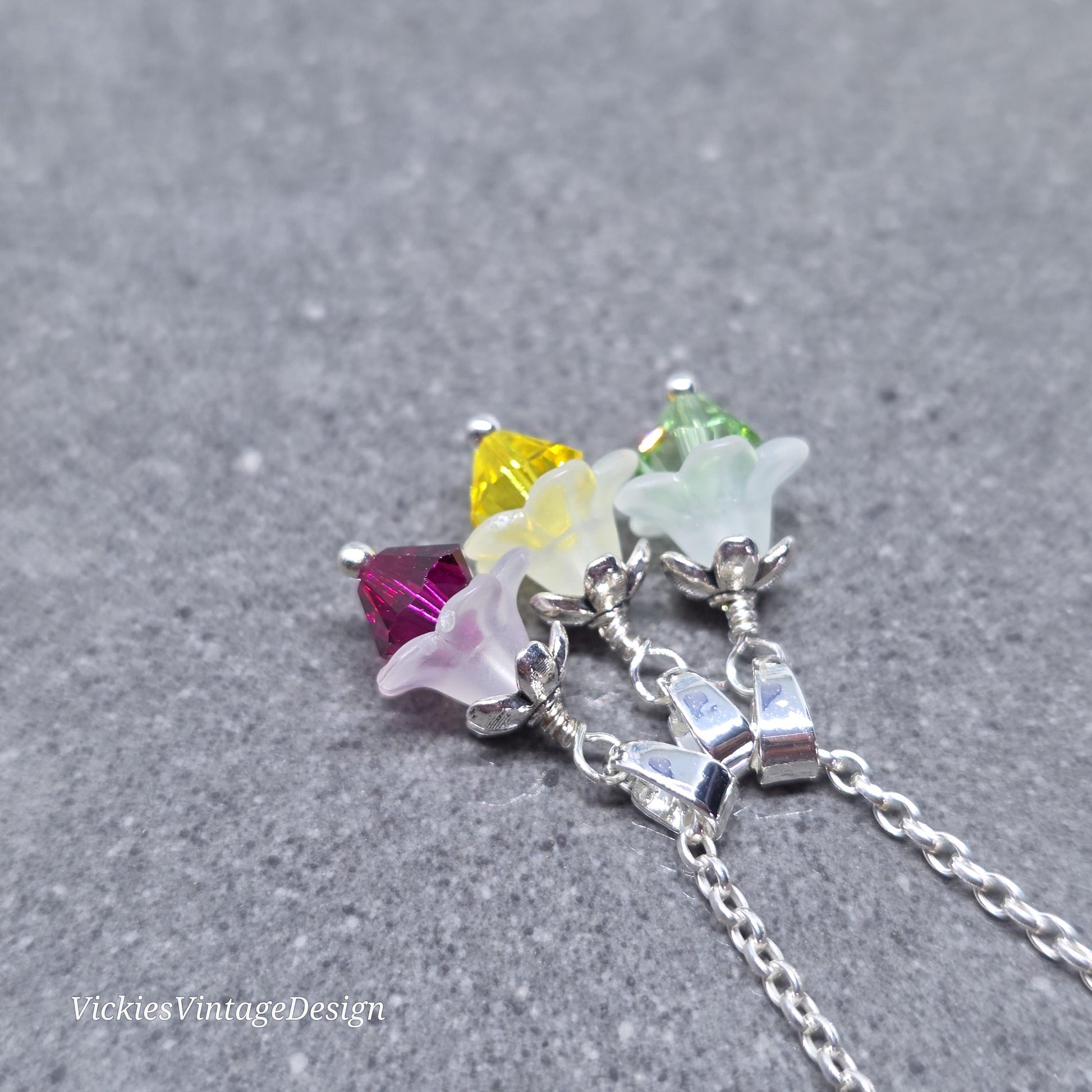 Family Birthstone Flower Necklace with a Choice of Chains, Personalised Jewelry, Special Occasion, Multi Birth Month, PRIMERO Crystals®