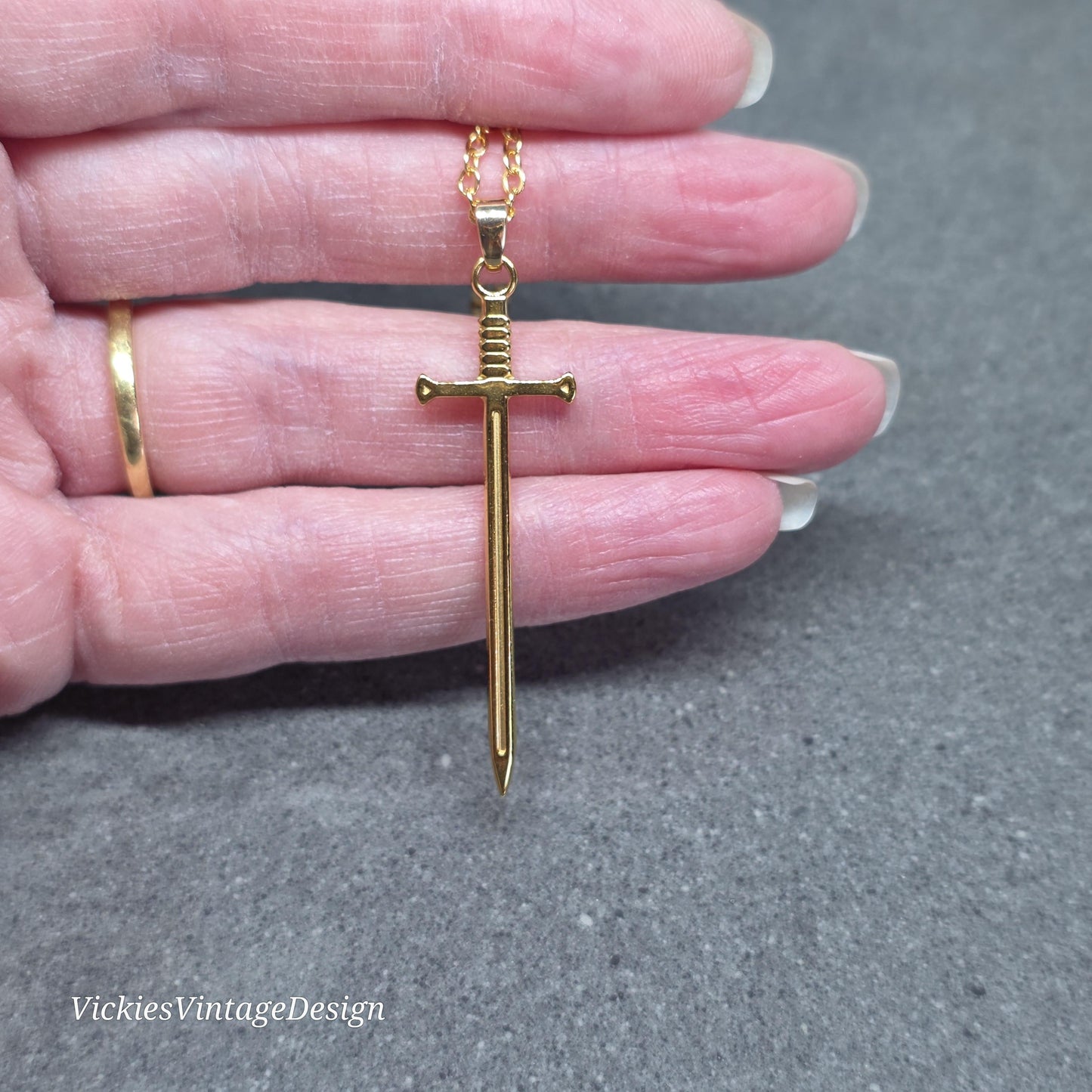 Sword Necklace, Miniature Sword, Choice of Chain Lengths, Real 18K Gold Plated