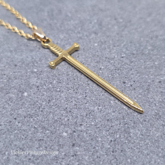 Sword Necklace, Miniature Sword, Choice of Chain Lengths, Real 18K Gold Plated
