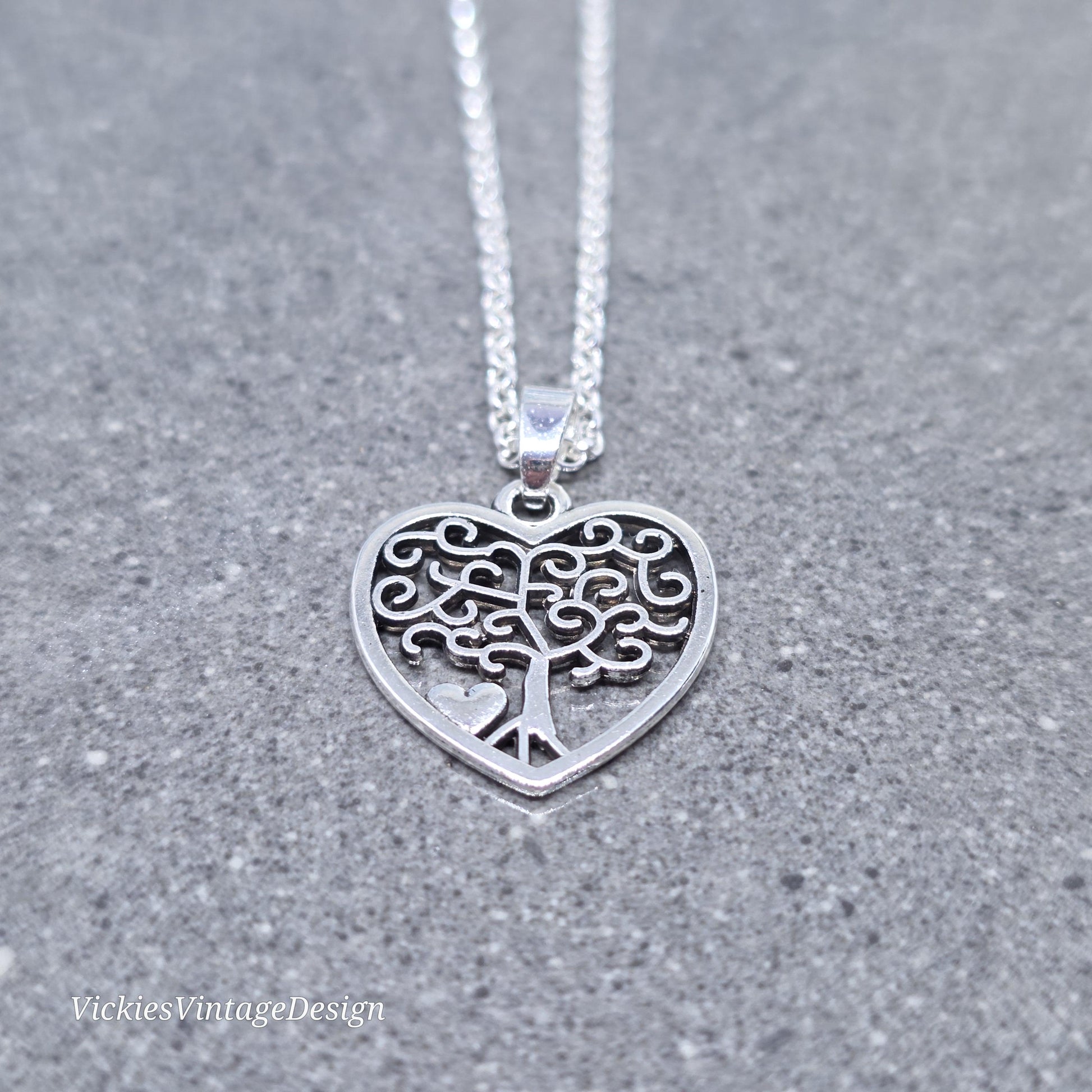 Heart Tree of Life Necklace with a Choice of Chain Material and Length