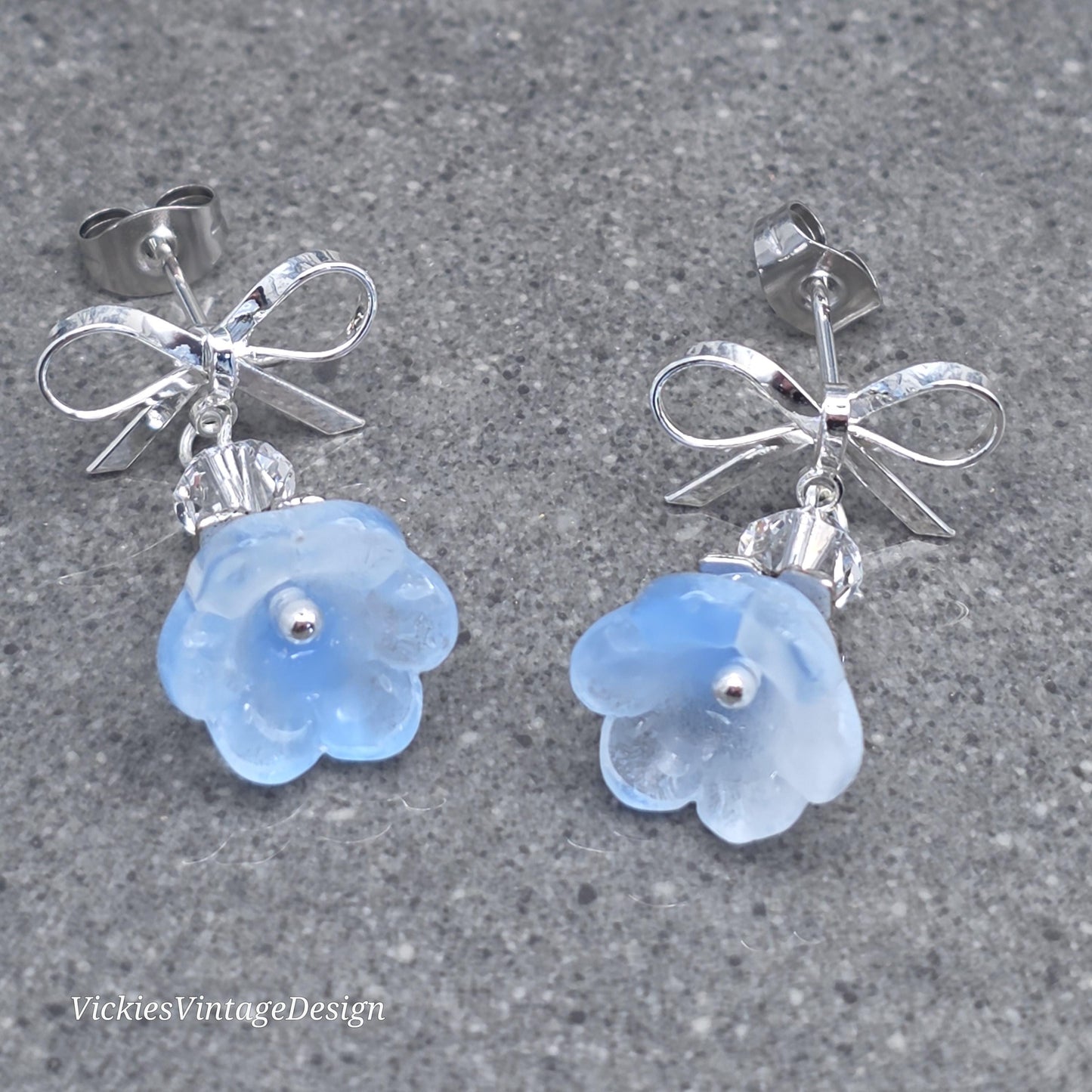 Flower Earrings, Something Blue, Glass Flower, PRIMERO Crystals®