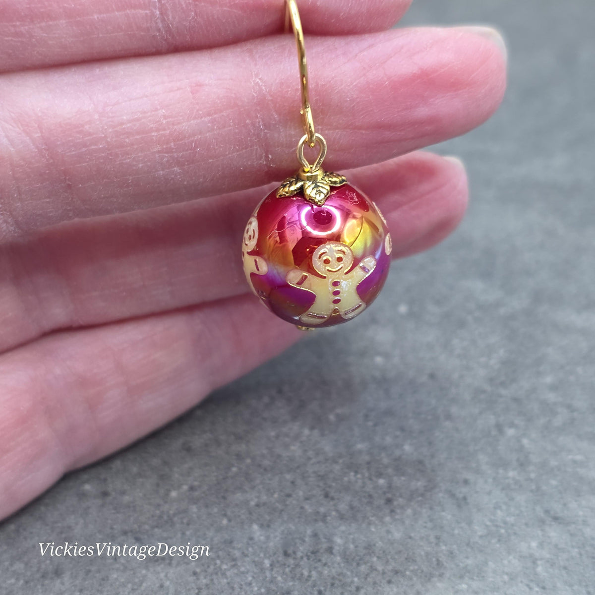 Acrylic Gingerbread Men Bauble Earrings, Festive Earrings, Seasonal Jewellery