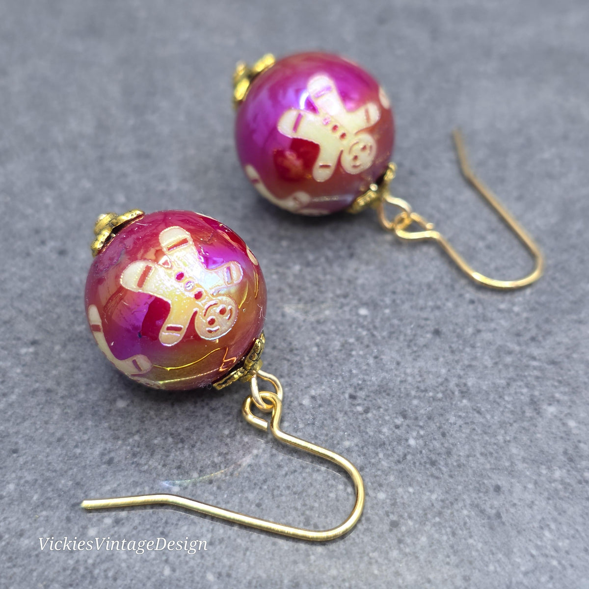 Acrylic Gingerbread Men Bauble Earrings, Festive Earrings, Seasonal Jewellery