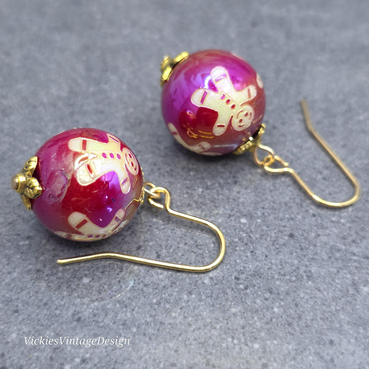 Acrylic Gingerbread Men Bauble Earrings, Festive Earrings, Seasonal Jewellery