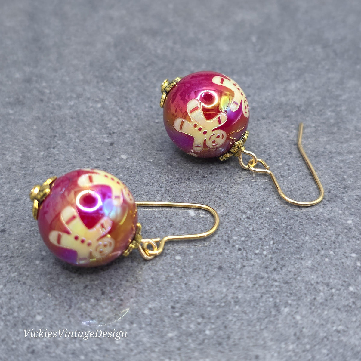Acrylic Gingerbread Men Bauble Earrings, Festive Earrings, Seasonal Jewellery