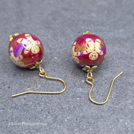 Acrylic Gingerbread Men Bauble Earrings, Festive Earrings, Seasonal Jewellery