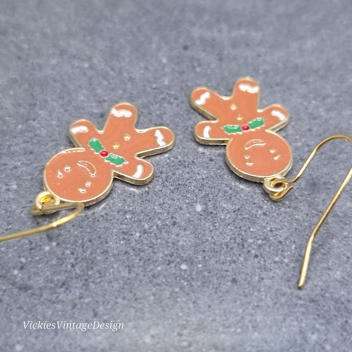 Gingerbread Men Earrings, Hypoallergenic Ear Wires, Christmas Festive Jewelry