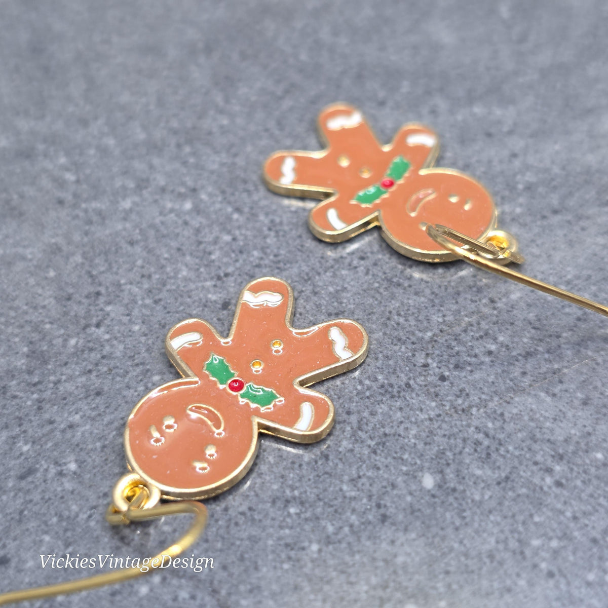 Gingerbread Men Earrings, Hypoallergenic Ear Wires, Christmas Festive Jewelry
