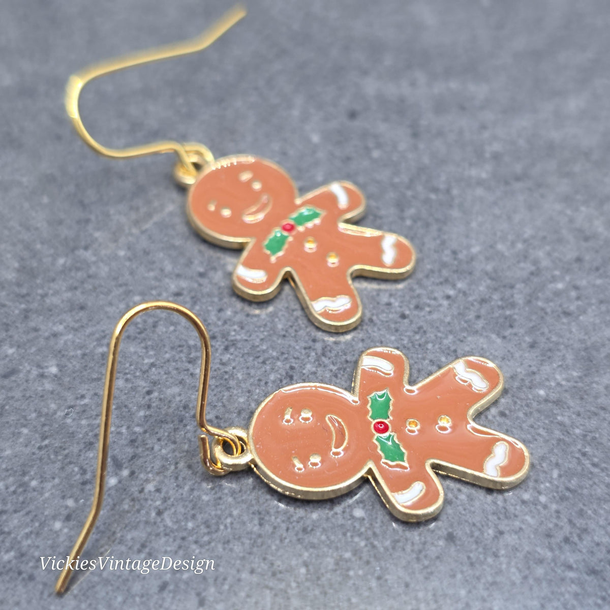 Gingerbread Men Earrings, Hypoallergenic Ear Wires, Christmas Festive Jewelry