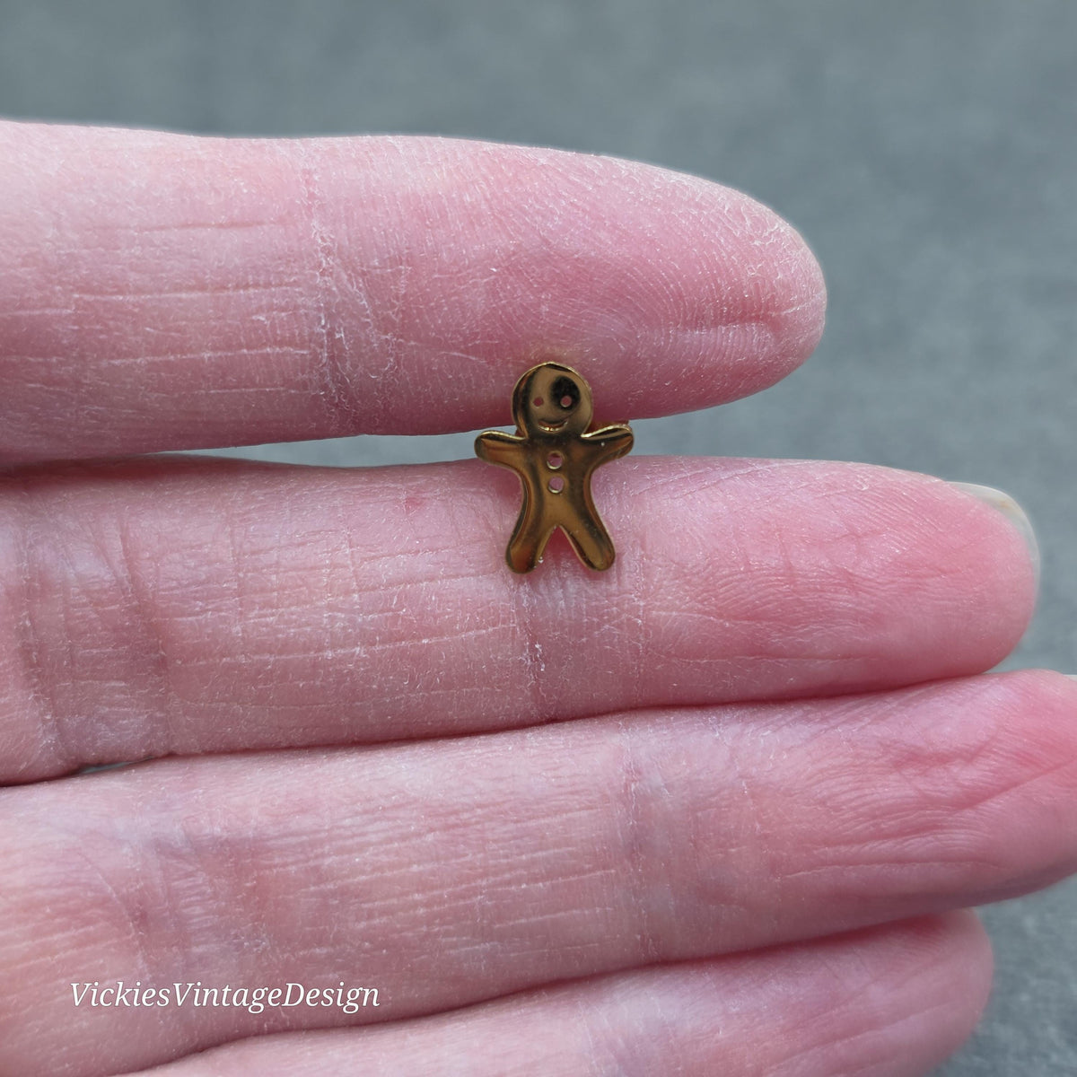 Gingerbread Men Earrings, Stainless Steel Ear Studs, Hypoallergenic Gold Plated