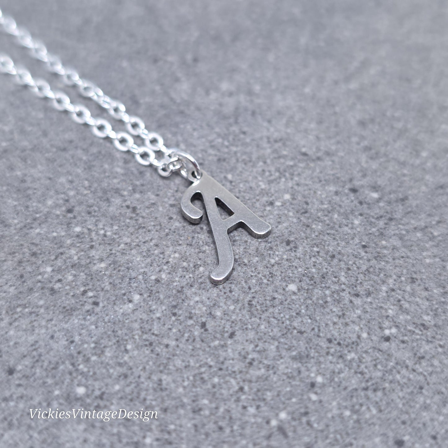 Personalised Initial Letter Necklace; 16" Silver Plated Chain