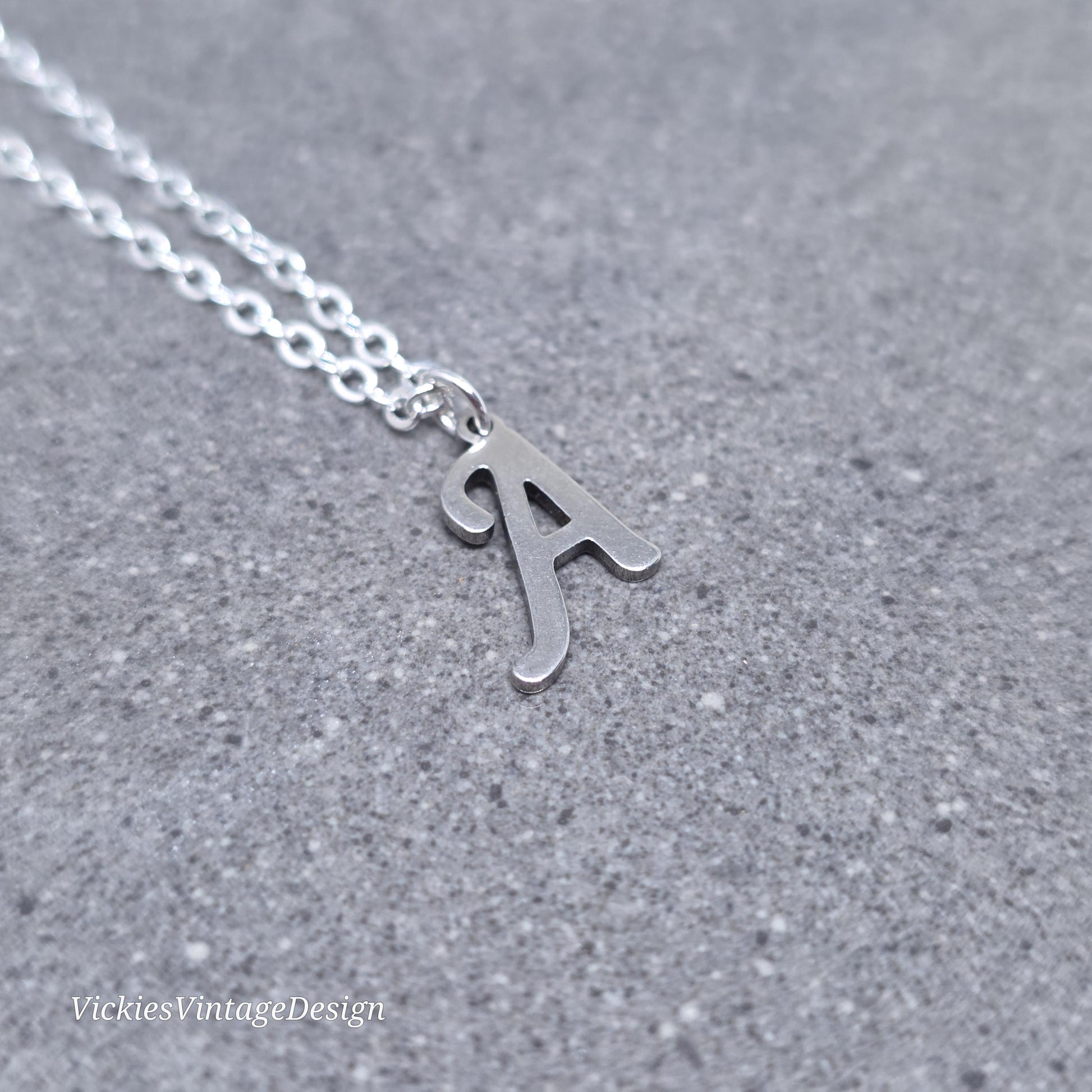Personalised Initial Letter Necklace; 16" Silver Plated Chain