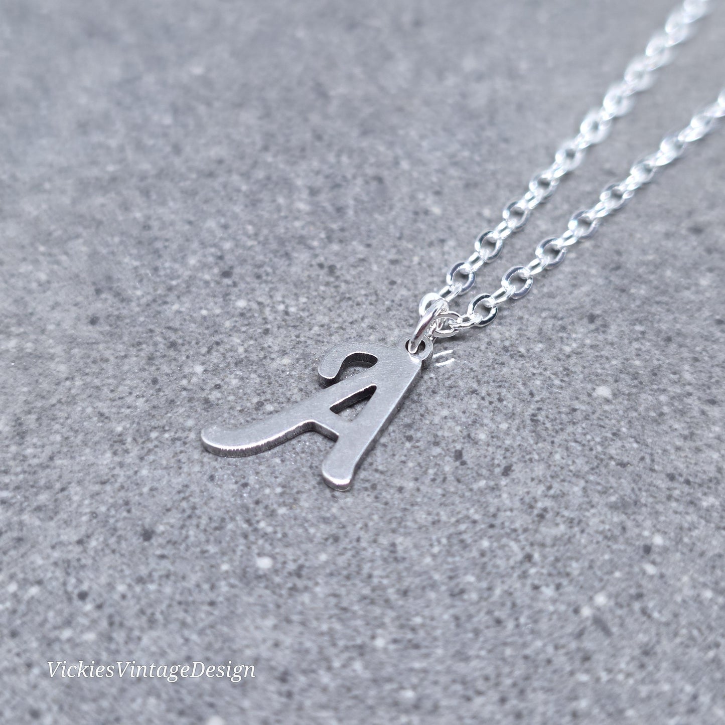 Personalised Initial Letter Necklace; 16" Silver Plated Chain