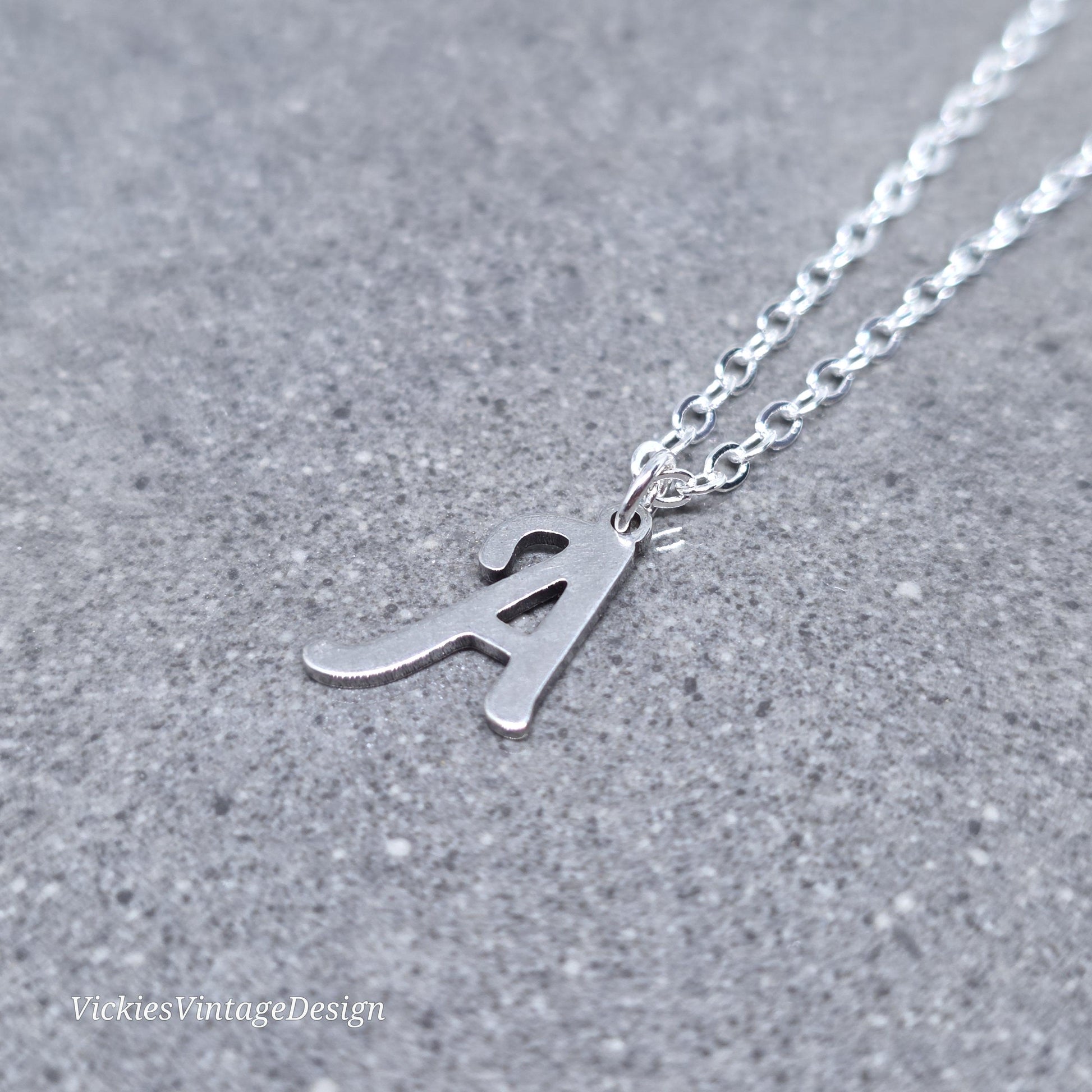 Personalised Initial Letter Necklace; 16" Silver Plated Chain