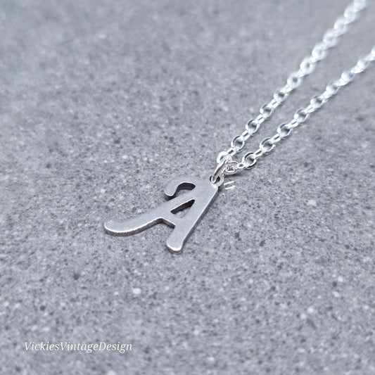 Personalised Initial Letter Necklace; 16" Silver Plated Chain
