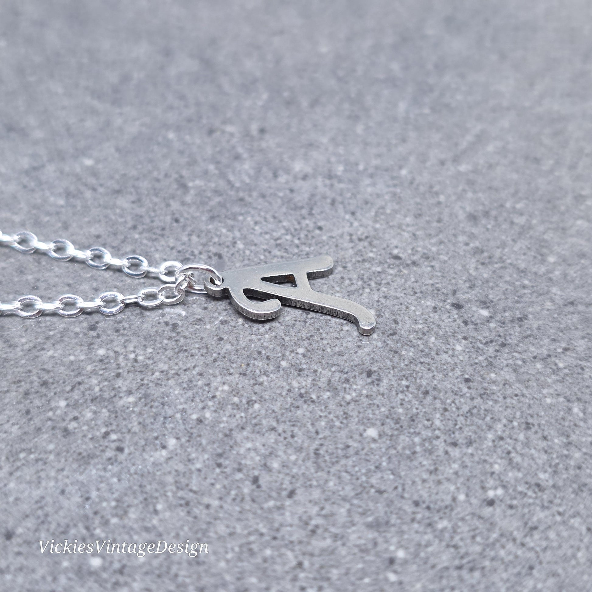 Personalised Initial Letter Necklace; 16" Silver Plated Chain