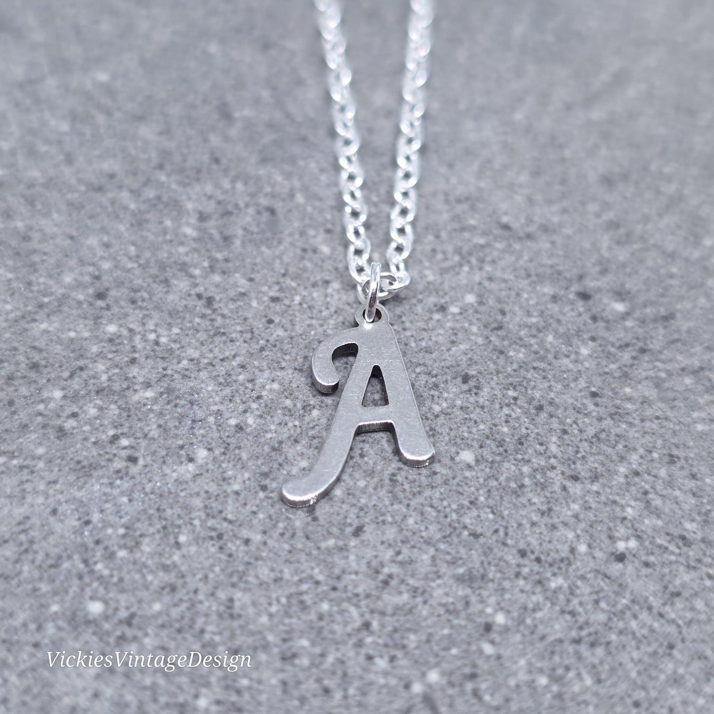 Personalised Initial Letter Necklace; 16" Silver Plated Chain