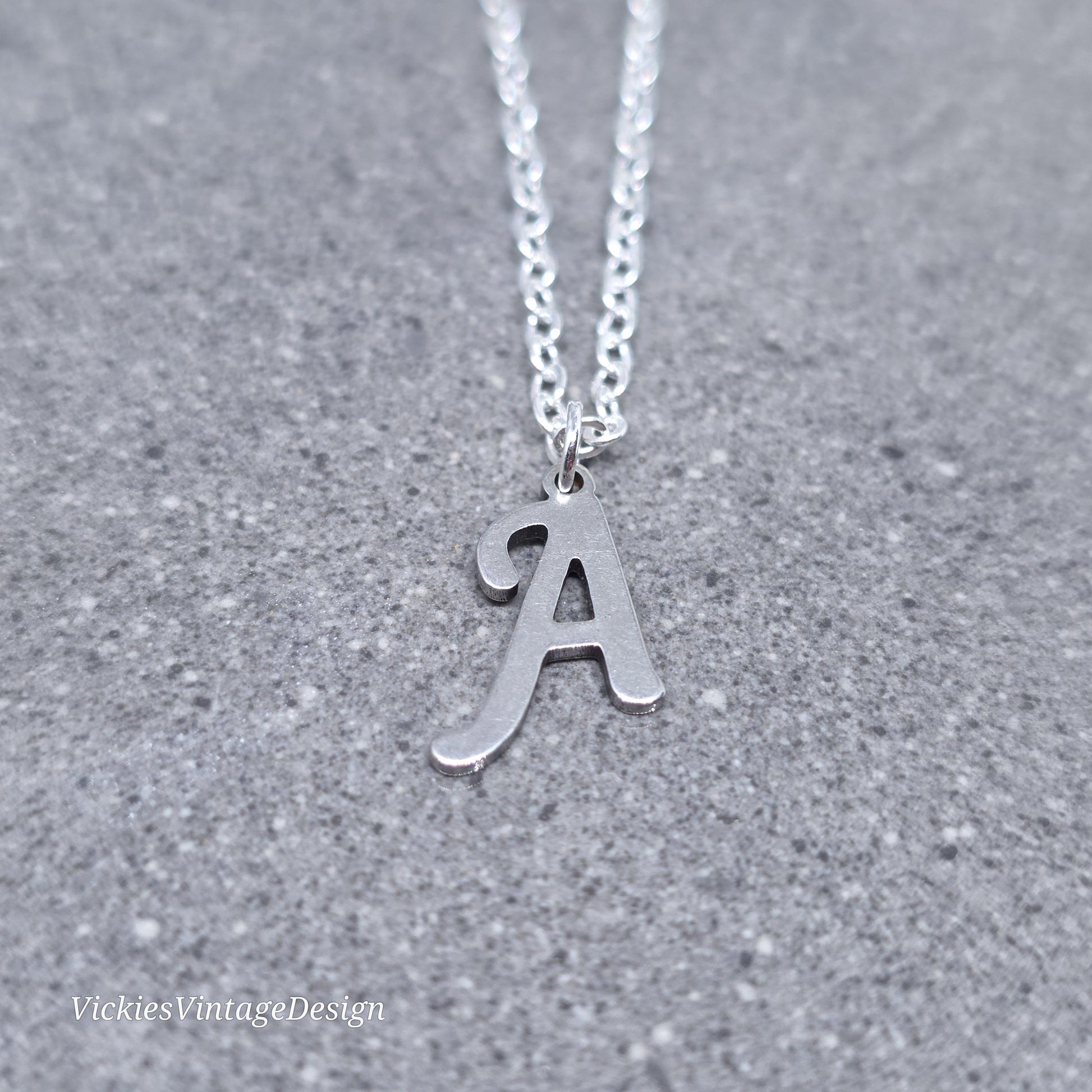 Personalised Initial Letter Necklace; 16" Silver Plated Chain