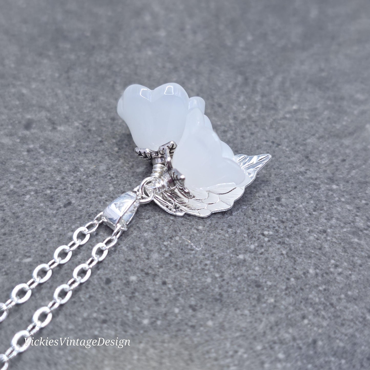 Flower Necklace, Glass Flowers, White Bellflower, Special Occasion Earrings, Flower Earrings, Matching Earrings Available