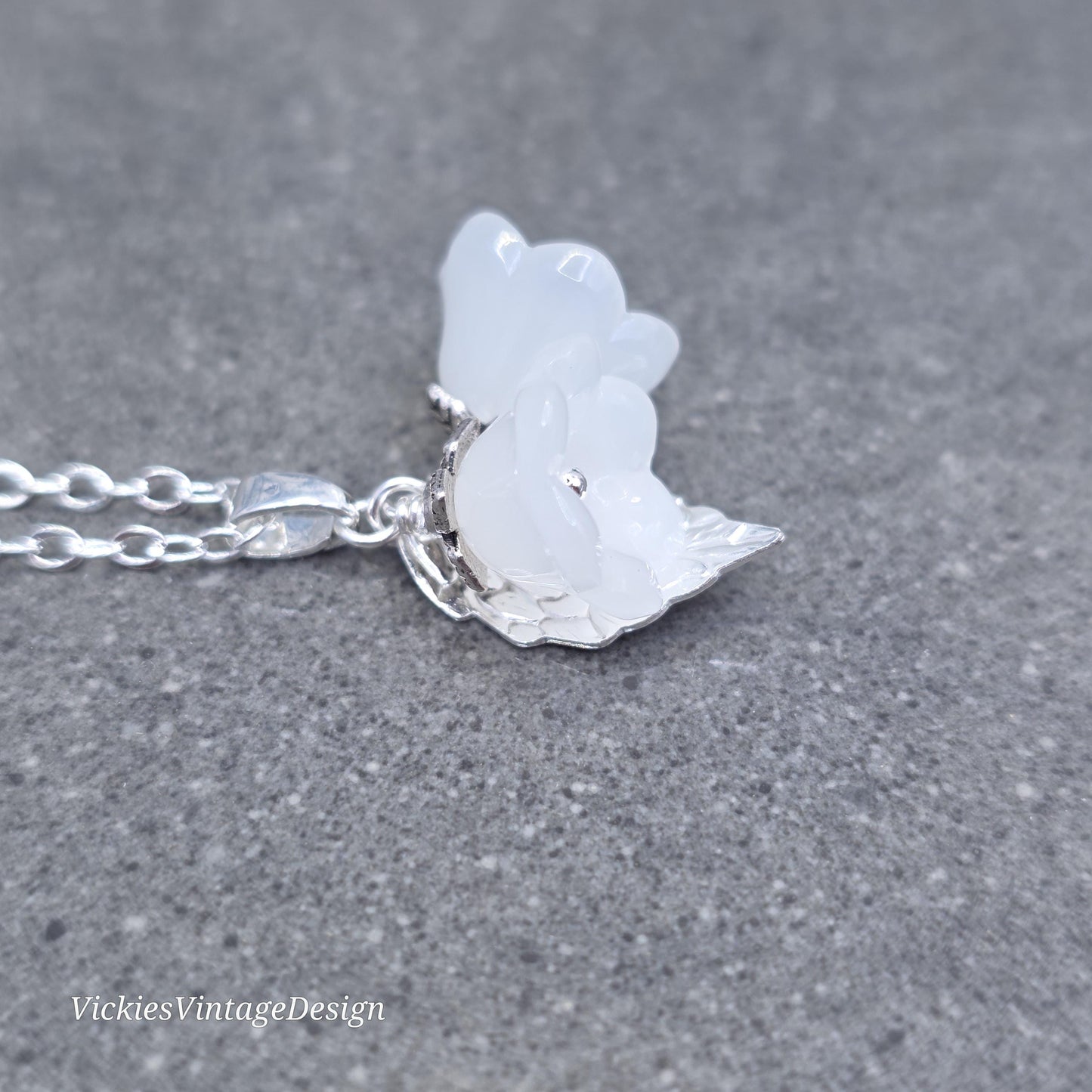 Flower Necklace, Glass Flowers, White Bellflower, Special Occasion Earrings, Flower Earrings, Matching Earrings Available