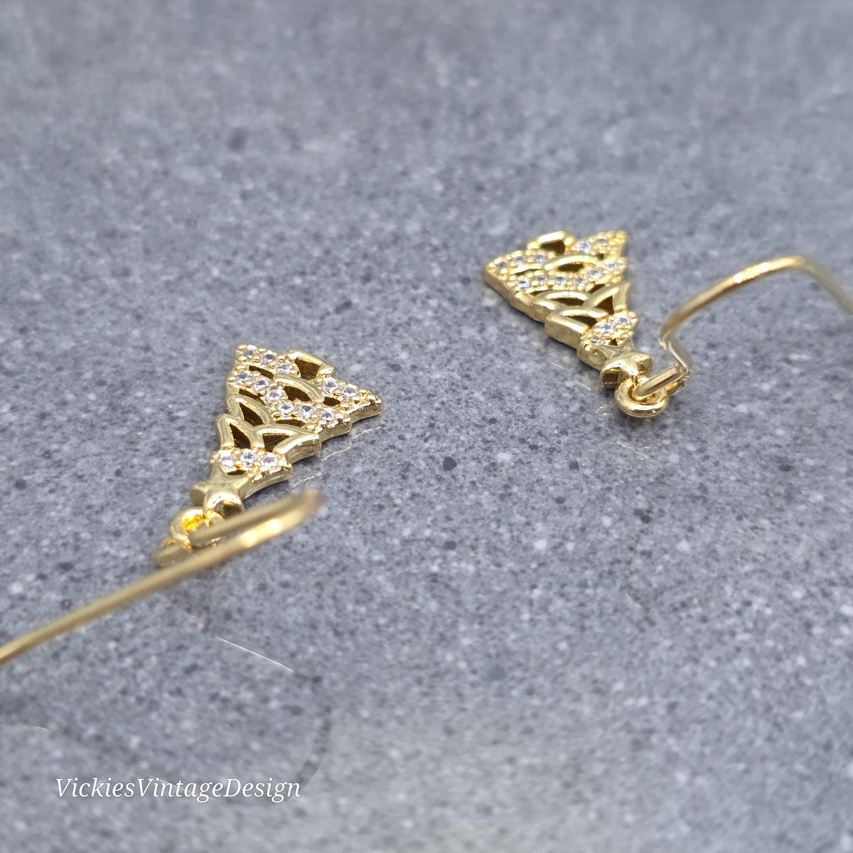Christmas Tree Earrings, Micro Pave Clear Cubic Zirconia