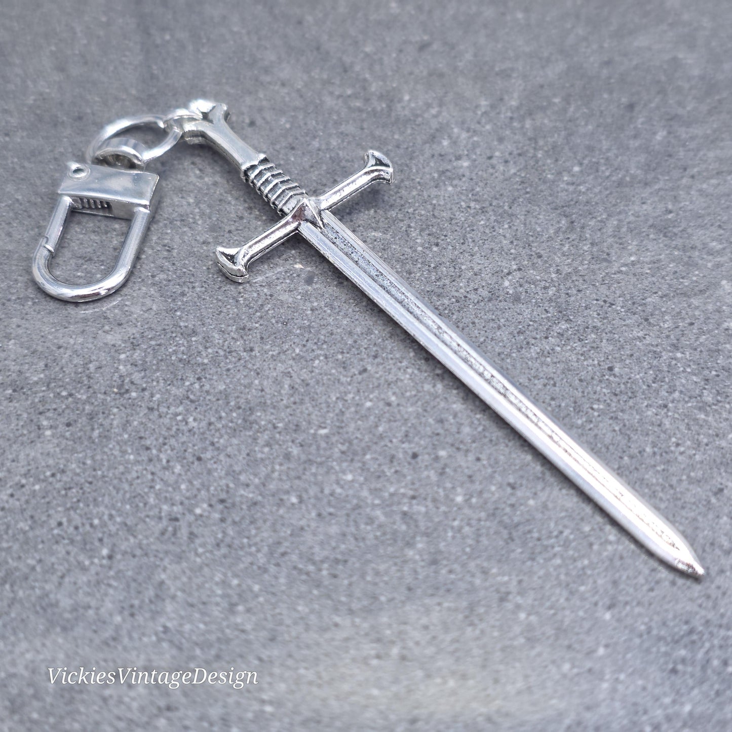 Sword bag charm, Dagger keychain with clip, keyring Lobster clasp, keys handbags or backpacks
