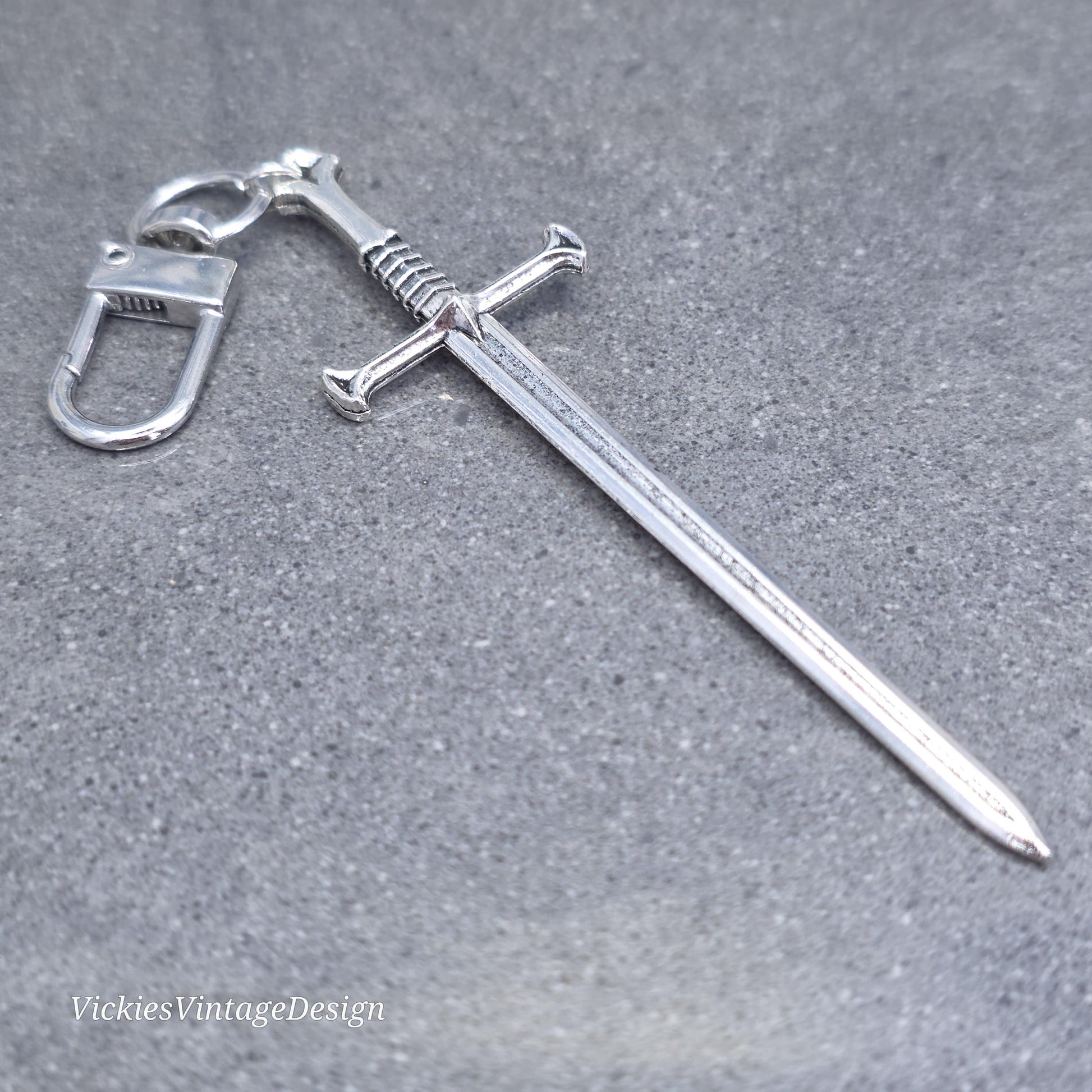 Sword bag charm, Dagger keychain with clip, keyring Lobster clasp, keys handbags or backpacks