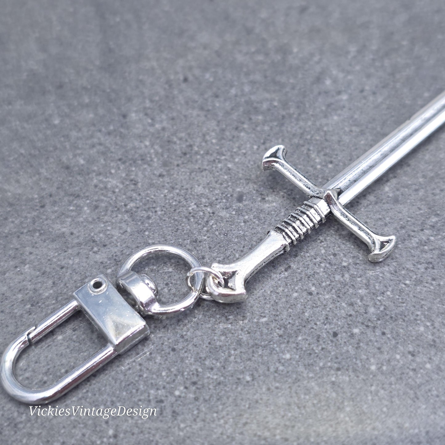 Sword bag charm, Dagger keychain with clip, keyring Lobster clasp, keys handbags or backpacks