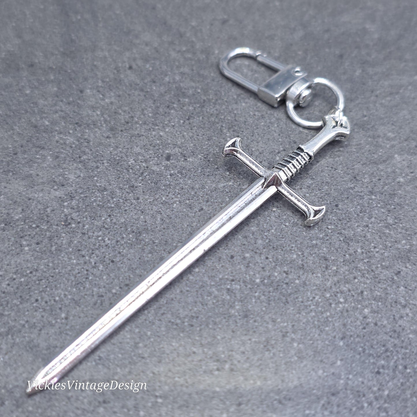 Sword bag charm, Dagger keychain with clip, keyring Lobster clasp, keys handbags or backpacks