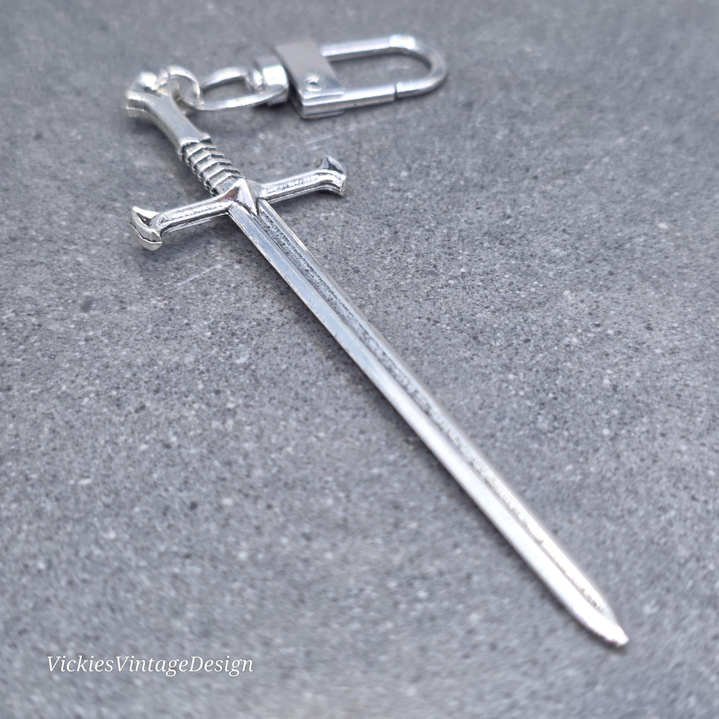 Sword bag charm, Dagger keychain with clip, keyring Lobster clasp, keys handbags or backpacks