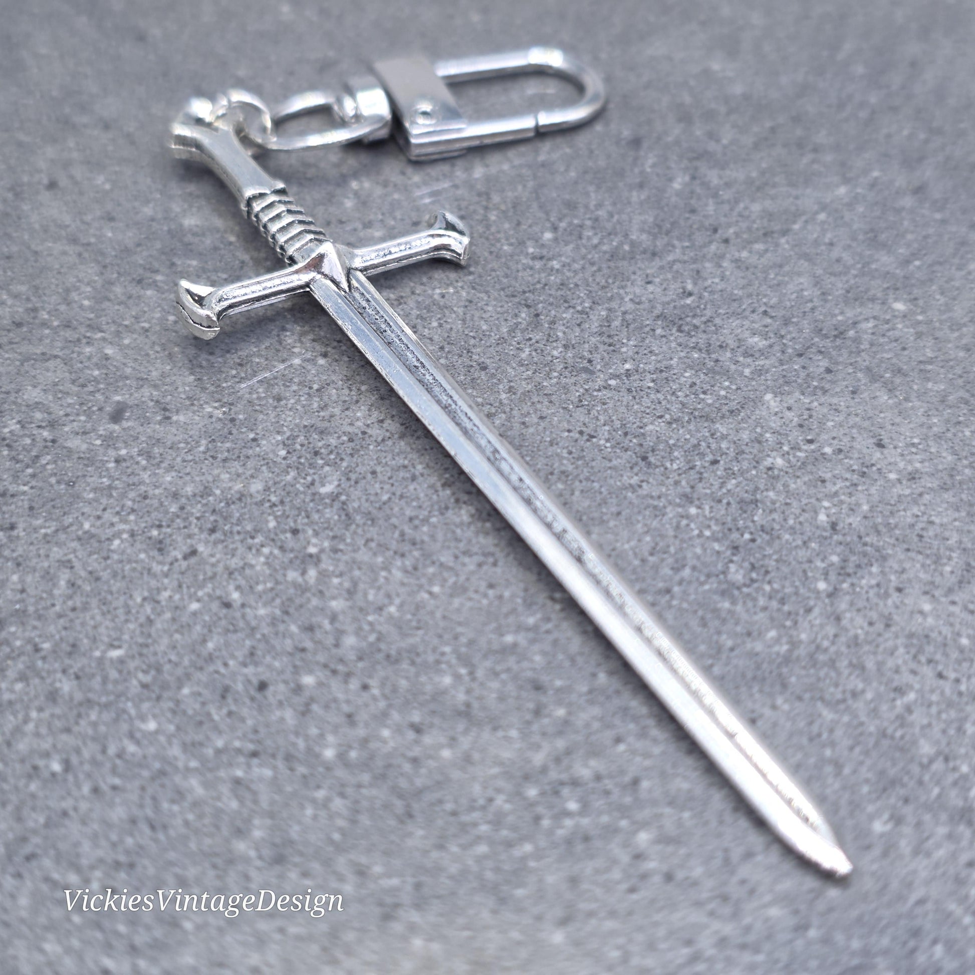 Sword bag charm, Dagger keychain with clip, keyring Lobster clasp, keys handbags or backpacks