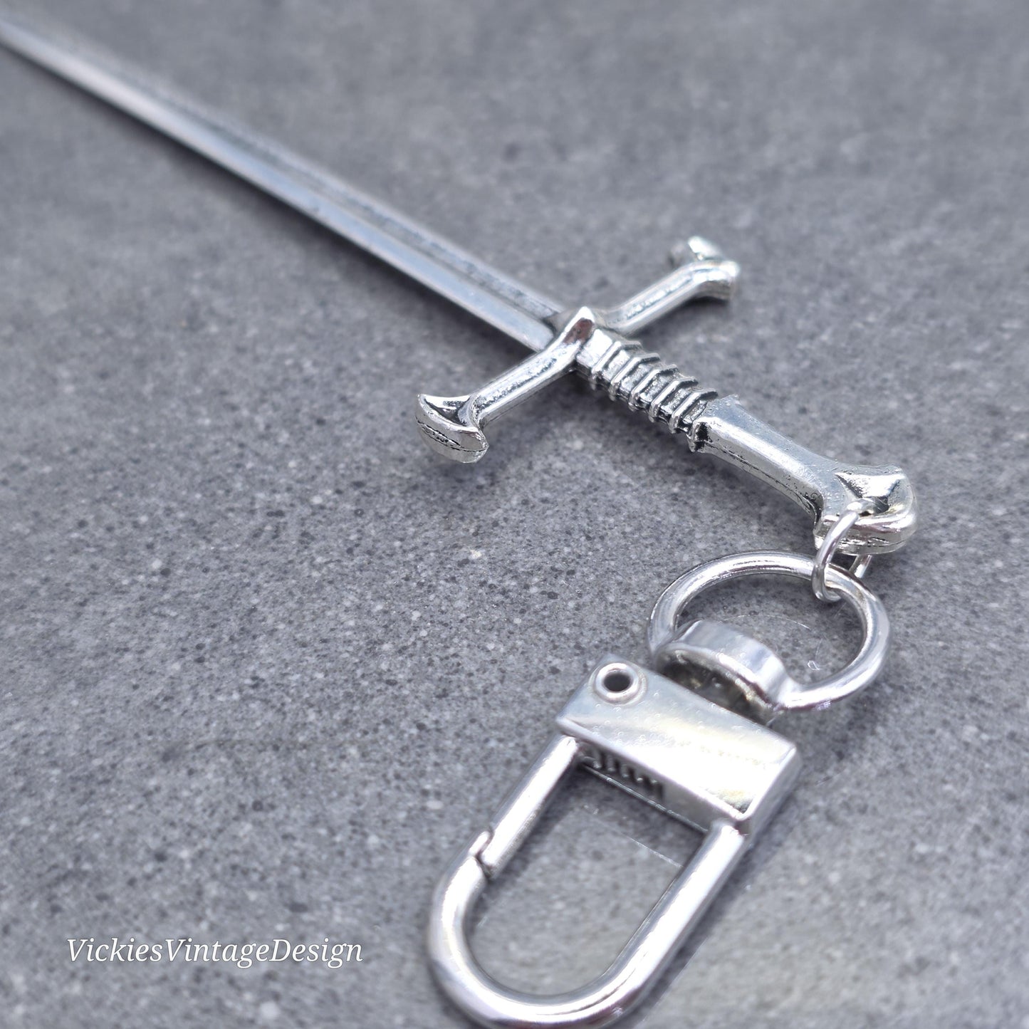 Sword bag charm, Dagger keychain with clip, keyring Lobster clasp, keys handbags or backpacks