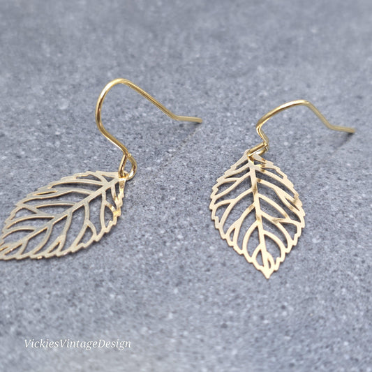 Leaf Earrings, Choice of Ear Wires, Gold Leaf Earrings, Tree Earrings, Leaf Earrings, Sterling Silver Ear Wires, Gift for her