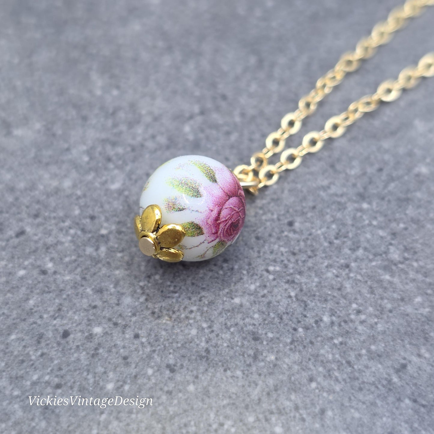 Glass Gold Rose Earrings, Glass Pearl Earrings, Brass bow studs, Pink Rose Jewellery, Vintage Style Earrings