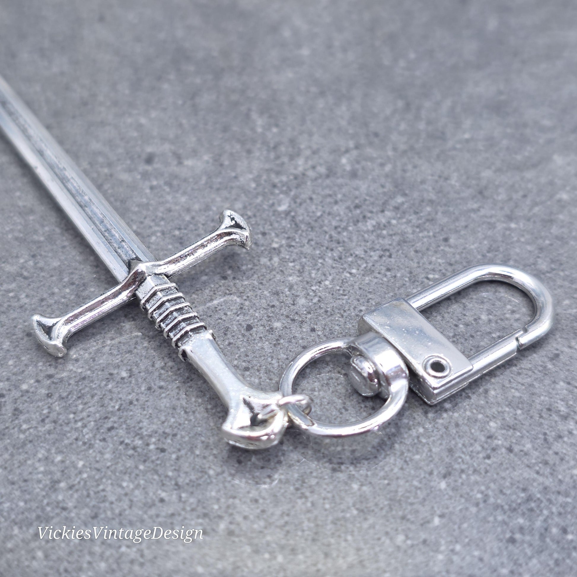 Sword bag charm, Dagger keychain with clip, keyring Lobster clasp, keys handbags or backpacks