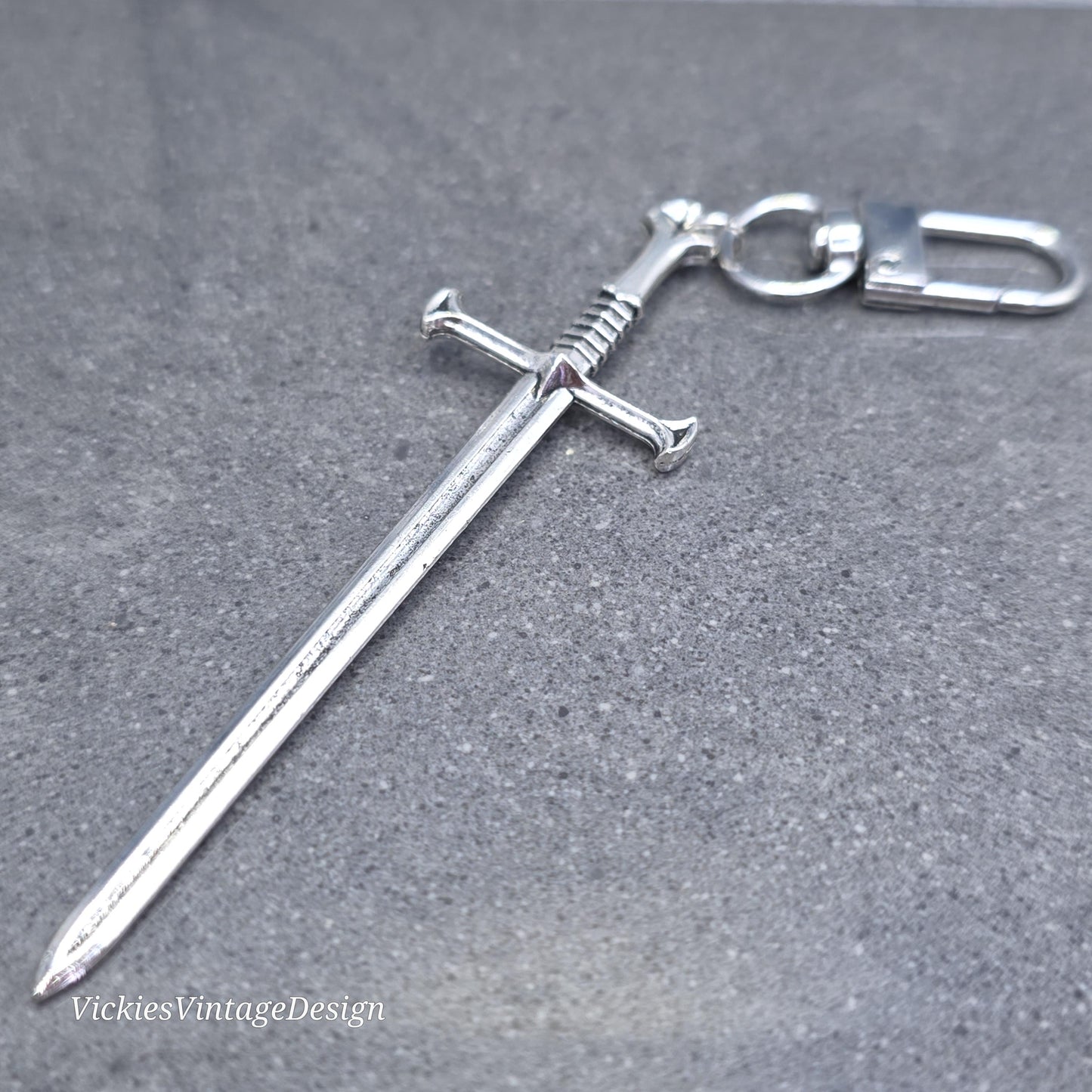 Sword bag charm, Dagger keychain with clip, keyring Lobster clasp, keys handbags or backpacks