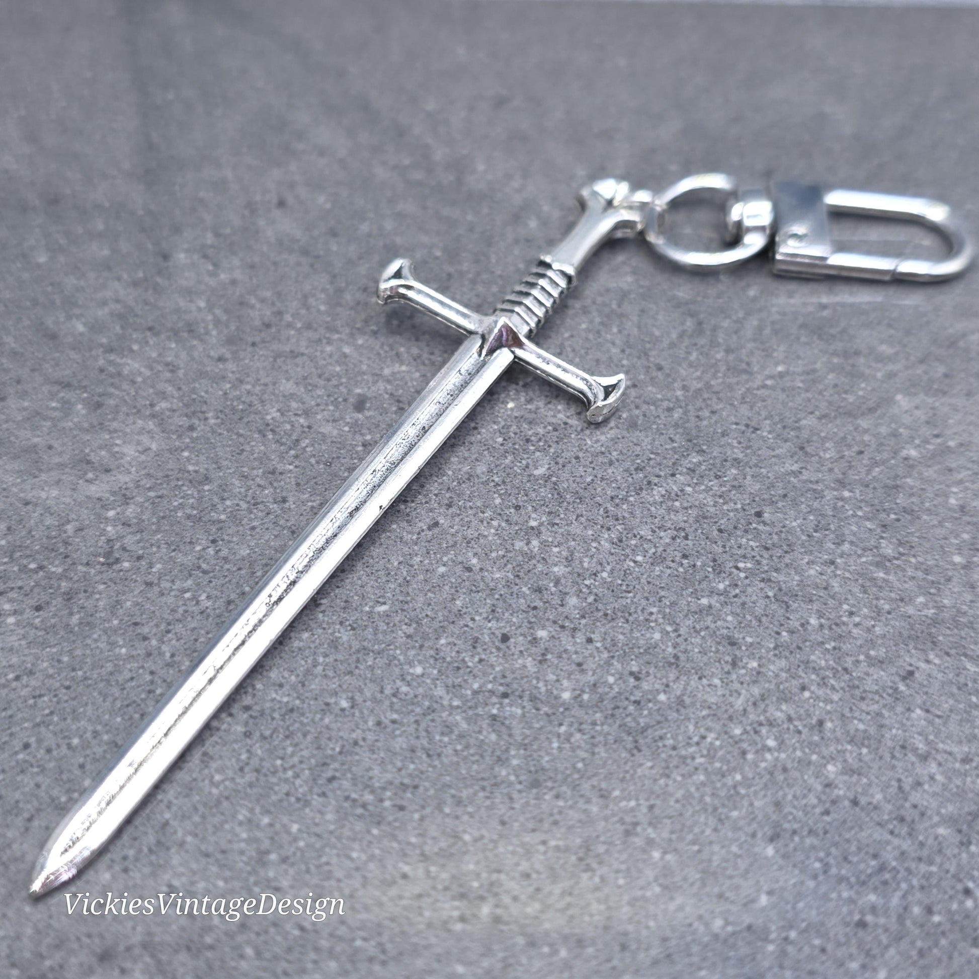 Sword bag charm, Dagger keychain with clip, keyring Lobster clasp, keys handbags or backpacks