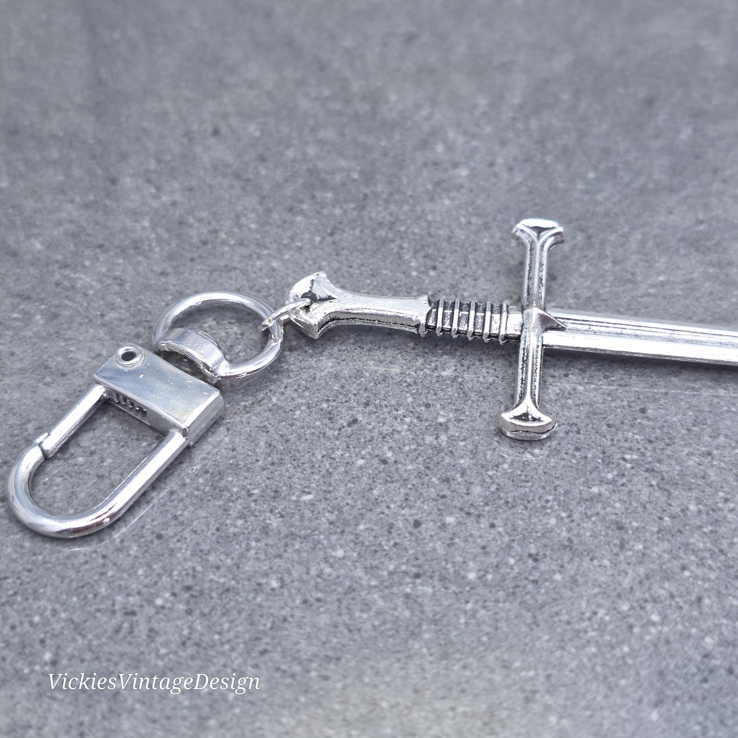 Sword bag charm, Dagger keychain with clip, keyring Lobster clasp, keys handbags or backpacks