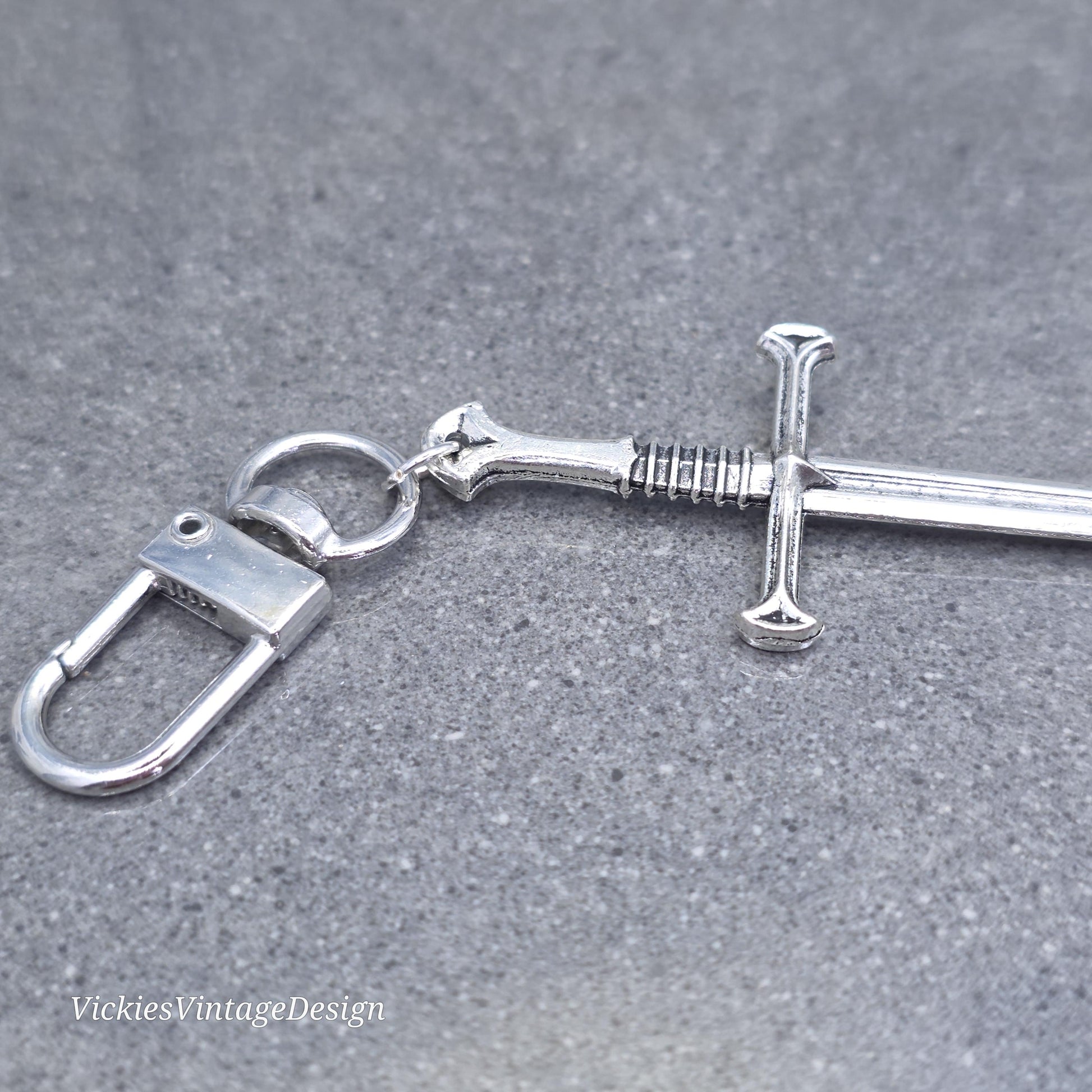 Sword bag charm, Dagger keychain with clip, keyring Lobster clasp, keys handbags or backpacks