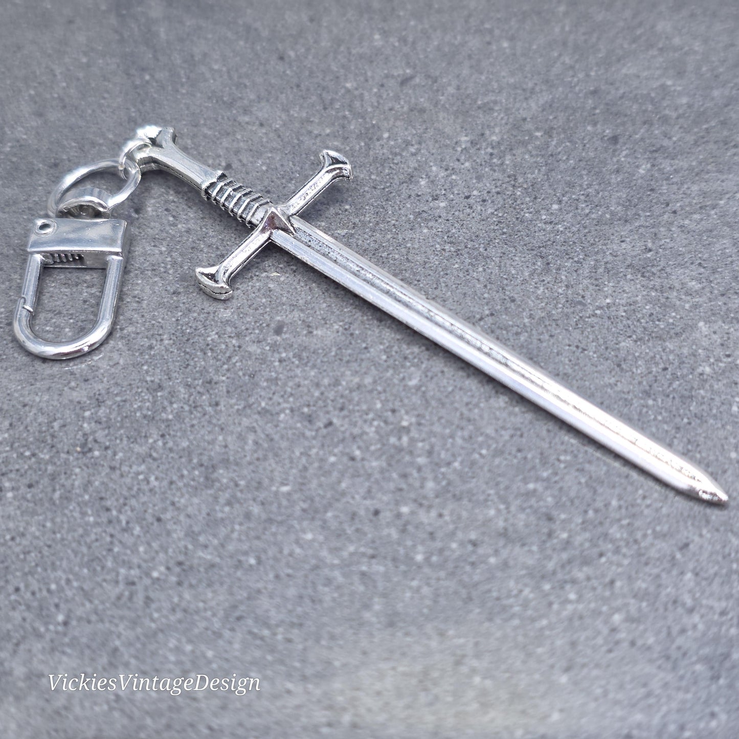 Sword bag charm, Dagger keychain with clip, keyring Lobster clasp, keys handbags or backpacks
