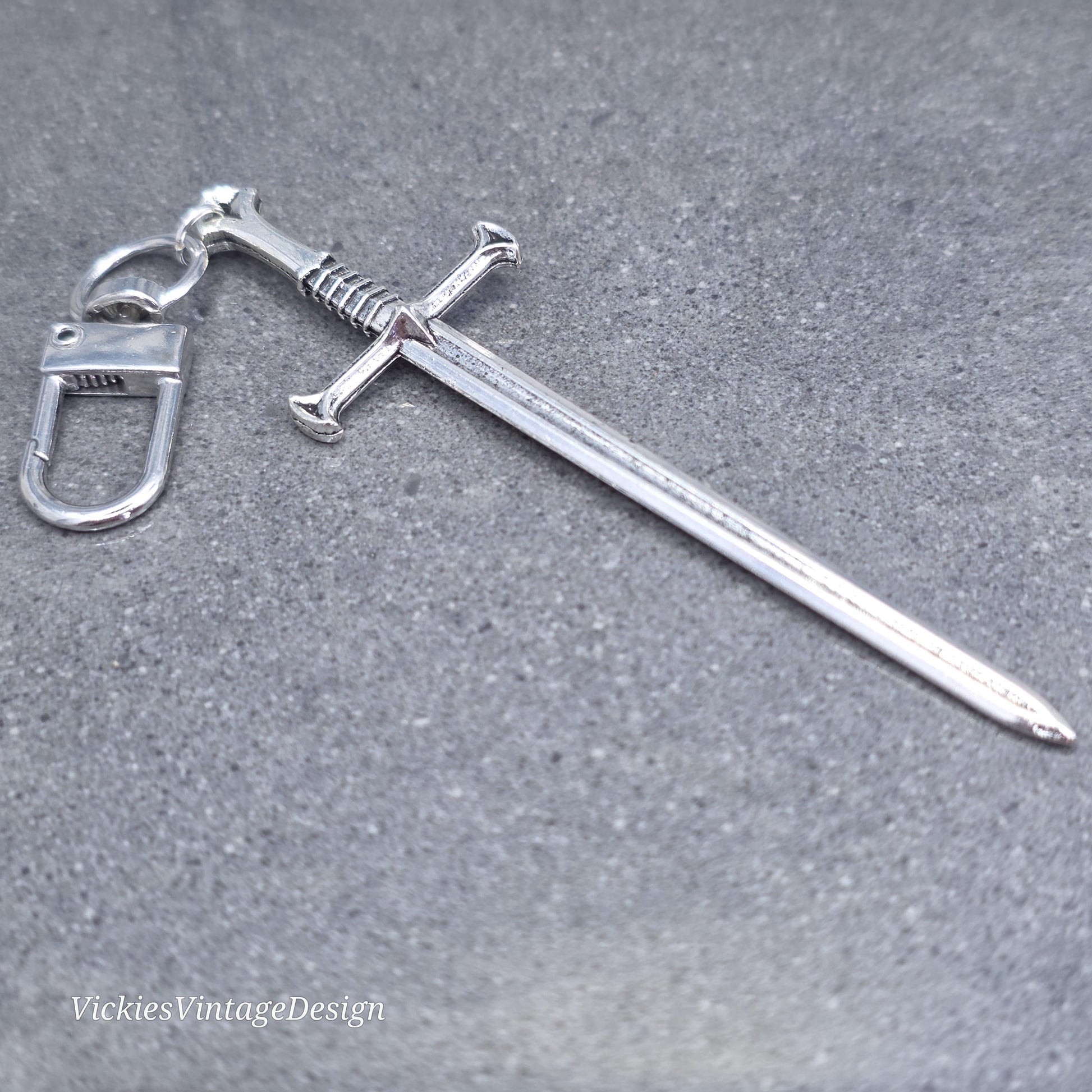 Sword bag charm, Dagger keychain with clip, keyring Lobster clasp, keys handbags or backpacks