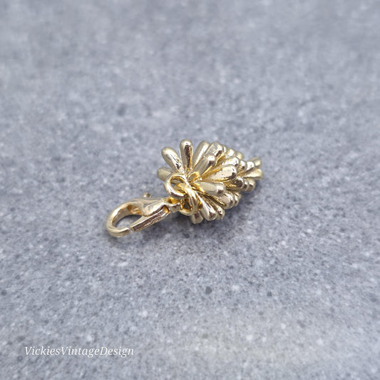 Gold Pinecone Clip on Charm with Gold Lobster Clasp, Brass, Nickel Free, Stitch marker, Zipper, Planner Charm
