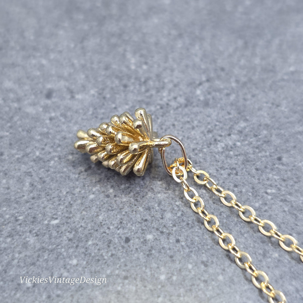 Gold Pinecone Necklace, 18k Gold Plated, Autumn Winter Jewelry