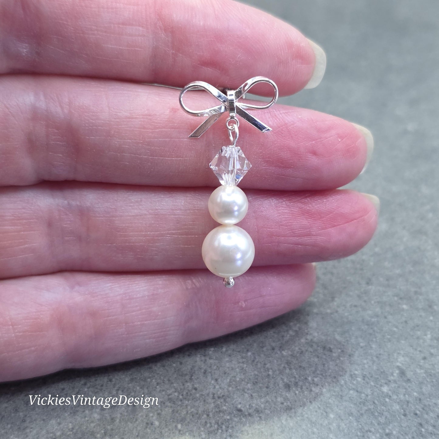 Primero Crystals® Pearl Bow Earrings; Elegant Sparkly Earrings, Bridal and Special Occasion Jewellery