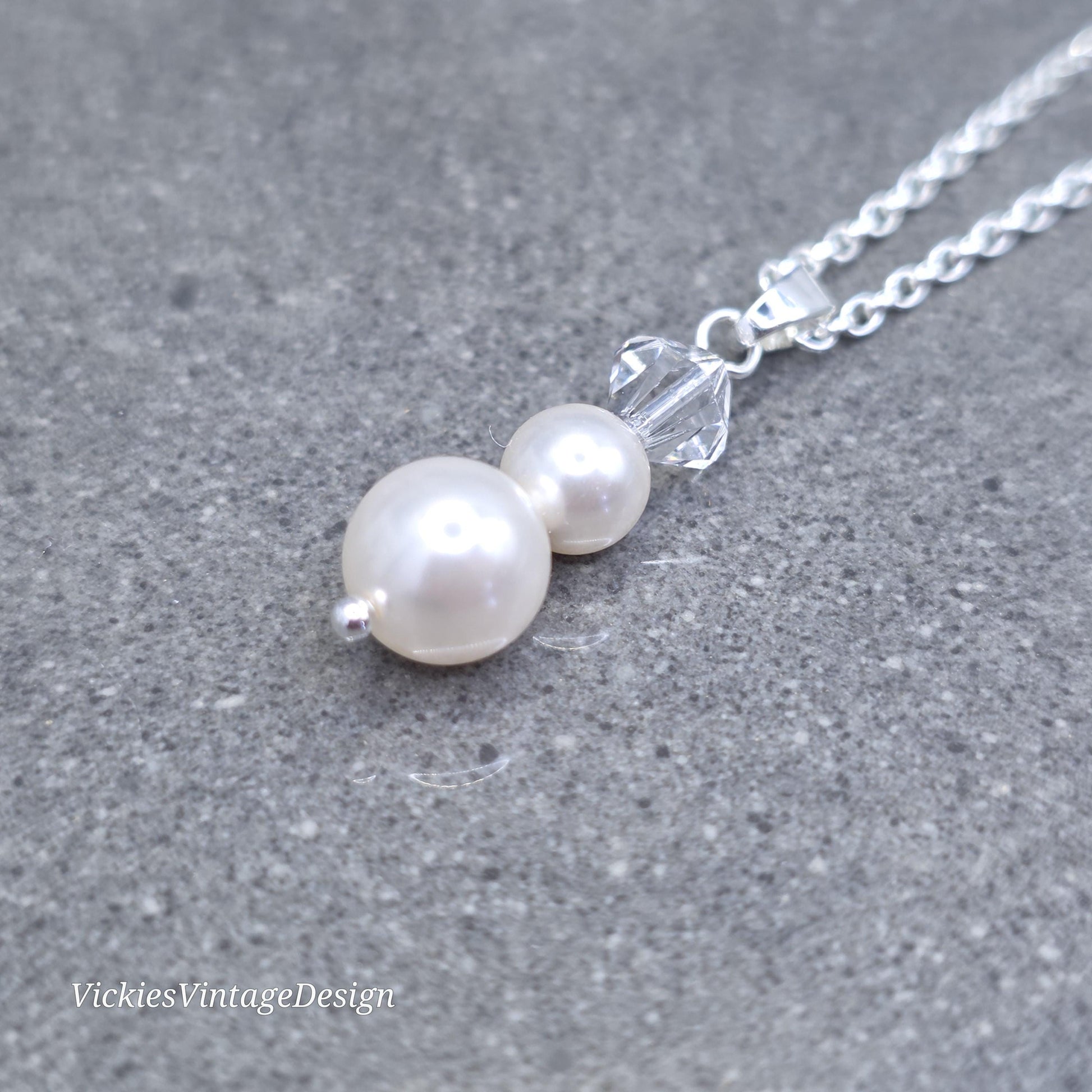 Primero Crystals® Pearl Necklace; Elegant Sparkly, Bridal and Special Occasion Jewellery